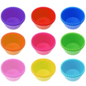 6-30Pcs Round Heat-resistant Silicone Cake Mold Pudding Jelly Cup Reusable Baking Tool for Airs Fryer Muffin Cupcake DIY