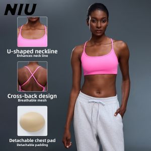NIU Sportswear Cross Back Yoga Vest Womens Short Pants Red Moisture Wicking Quick Dry Non-Fleece Four Seasons Universal