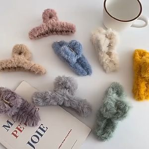 TAIYO Jepit Bulu Lembut Rambut Akrilik Perempuan Woman Hair Clip Korea Plush Aksesoris Wanita