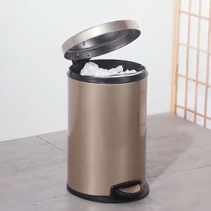Stainless steel pedal trash can with lid and plastic bucket trash can household sanitary bucket