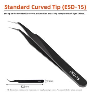 LECAN | Precision Industrial Thickened Tweezers with Bent and Sharp Tips for Repair and Anti-static