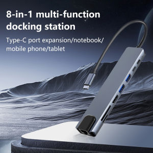 8-in-1 USB C Hub Docking Station Type C with HDMI RJ45 SD/TF Card Reader PD Fast Charging Compatible with MacBook Laptops Use