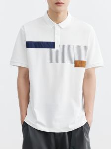 Áo Thun Nam Tay Ngắn Mùa Hè Thời Trang Màu Trắng Nối Liền Cổ Polo Tay Lửng Thường Ngày Đa Năng Cao Cấp Cổ Polo Tay Lửng