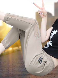 Quick Dry Mesh Pants Womens Summer Thin Casual Sports Pants Breathable Ice Silk Cool Pants High Waist Harlan Pants Polyester Fiber