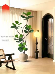 Indoor Large Size Simulation Bonsai Faux Plant Decorative Ornament Potted Fiddle Leaf Fig Realistic Artificial Tree Home Decor