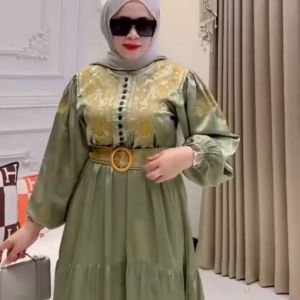 Elly fashion / New Felishia Dress Matt Katun Twill Apk Bordir / Dress Lebaran / Gamis kondangan -COD
