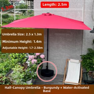 Adjustable Half Umbrella Outdoor Sunshade Garden Plant Protection Balcony Side Umbrella Rainproof Courtyard Outdoor Furniture