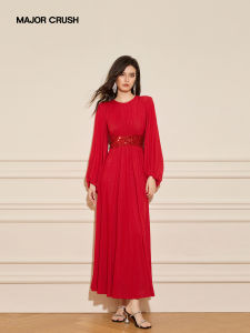 French Design Waist-Cinching Evening Dress