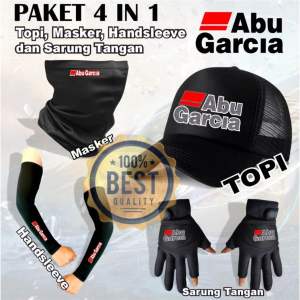 paket hemat 4 in 1 topi truker mancing sarung tangan deker tangan dan buff masker super tebal