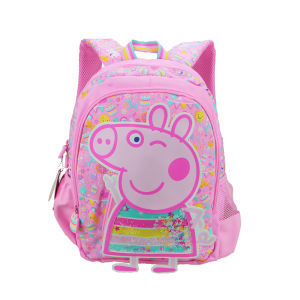 กระเป๋านักเรียนสำหรับเด็กผู้หญิงแบบออริจินอล Smiggle เป้สะพายคอมพิวเตอร์หมูเป็ปป้าน่ารัก3-7ปีกระเป๋าแบบจำลอง14นิ้ว