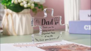 Gifts for Dad Christmas Gifts for Dad Fathers Day Gift Acrylic Puzzle Piece Plaque Birthday Gifts for Dad 4 x 3.3 in Fathers Day Gift from Daughter Son Men Birthday Gift Ideas Best Dad Gifts