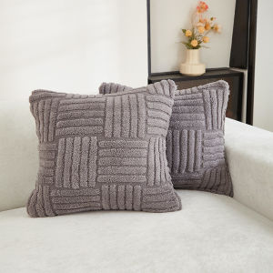 HOYAA Soft Fluffy Throw Pillow Case Cover Minimalist Geometric Design Plain Sofa Cushion Cover Home Decor