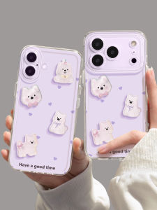 Full Cover Protective iPhone 17 pro Max Case Cute Cartoon Heart Dog Design Transparent Shell Shockproof Girls Friendly Apple Accessory