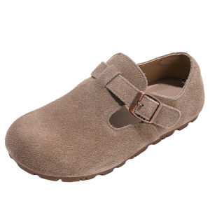 Girls Birkfoot Shoes Soft Bottom Fleece Lined Single Shoes Anti-Slip Rubber Sole round Toe Low Cut Casual Shoes for Autumn Winter