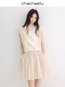 Bộ Đồ Blouse Mùa Hè Nữ Hai Mảnh từ Vải Tencel-Acetate Sáng Bóng có Dây Nơ và Họa Tiết Nhỏ