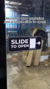 Dsign Slide to Close Left and Right 6 x 2 Inches | Sticker Signage | Waterproof| Door Sign