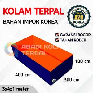 Terpal kolam ikan kotak ukuran 400x300x100/4x3x1 bahan korea