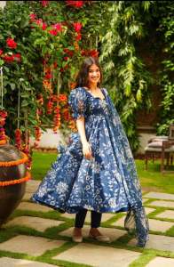 NEW BEAUTIFUL ORGANZA TABY SILK GOWN WITH HEAVY QUALITY WITH DIGITAL PRINT DRESSES