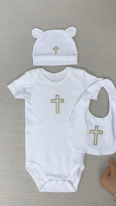 White Christening Clothes for Baby Boy Terno Newborn Baptismal Clothes for Boy Binyag Outfit for Baby Boy White Cross Cotton Rompe Baby Shoes Hat for Baby Shower Gift