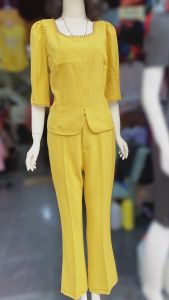 Set bộ 2 món quần dài cổ vuông tay lửng thanh lịch