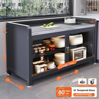 Jumeis | Granite Kitchen Cabinet Cutting Board Worktop Storage Cabinet Mobile Island