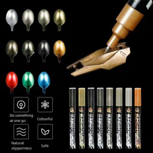 Metallic Markers Colouring Pens for Mech Painting Golden Paint Marker Pen Silvery Reflective Paint Model Marker Pen