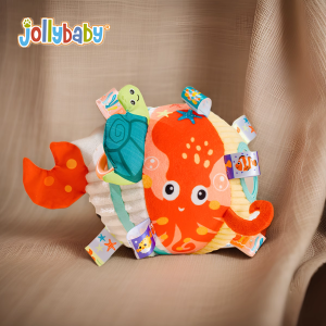 Jollybaby Newborn Baby Teething Toy Plush Tail Ball Chewable Sensory Training Toy for 0-1 Year Old Babies Boys And Girls