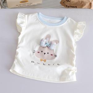 Girls Cartoon Short Sleeve T-shirt Thin Style Childrens Summer Fashionable Top Pdd Compatible Polyester Fiber Antibacterial