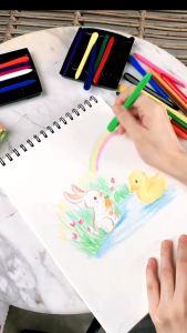 Crayon Plastik Aimilo Set Krayon Plastik 12/24 Warna Anti Air Anti Patah Krayon Tidak Beracun