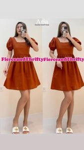 ARIA SQUARE NECK GARTER X BACK LINEN DOLL DRESS FABRIC LINEN BEST FIT FROM SMALL TO LARGE
