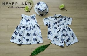 NEVERLAND ชุดเด็กผู้หญิง & ชุดเด็กผู้ชาย ลายดอก ผ้าฝ้ายพื้นเมือง 100% จาก จ.เชียงราย