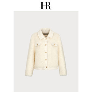HR | เสื้อแจ็คเก็ตสั้นผู้หญิง HR ขนสัตว์ 2025 ฤดูใบไม้ร่วงและฤดูหนาว อบอุ่นและสบาย ทรงเข้ารูป เสื้อสั้นสไตล์สตรีท