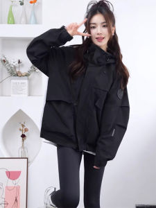 เสื้อแจ็คเก็ตกันลมกันน้ำทรงหลวมสำหรับผู้หญิง ฤดูใบไม้ผลิ ฤดูใบไม้ร่วง ฤดูหนาว ป้องกันรังสียูวี ระบายอากาศได้ดี วัสดุอื่นๆ