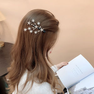 Super Fairy Starry Rhinestone Barrettes Female Elegant Stars Side Fringe Clip Hair Clip Headdress Duckbill Clip Fancy