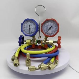 R32 R410a R-404A R-134a Refrigerant Manifold Gauge Set HVAC A/C Refrigeration Charging Service with Hoses Adapter Can Tap