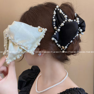 Elegant Pearl Satin Shell Triangle Hair Clip Womens Fashion Accessories Fullness at Back of Head Lightweight Luxury Feeling