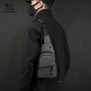 LouisWill กระเป๋าความจุขนาดใหญ่ไม่เป็นทางการกระเป๋าสะพายไหล่กระเป๋าเดินทางกันน้ำคาดตัวสำหรับผู้ชายกระเป๋าถนนกระเป๋าสะพายไหล่ผู้ชายแฟชั่นดีไซน์เป็นรูหูฟังสำหรับใส่นักศึกษา