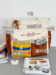 กระเป๋าสะพายไหล่แบบลำลองขนาดใหญ่สำหรับนักเรียน กระเป๋าสะพายข้างแบบลำลองสำหรับเด็กผู้หญิง สไตล์เกาหลี กระเป๋าใส่ของได้หลากหลาย