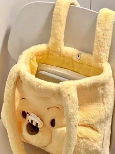 Cute Large Capacity Winnie the Pooh Plush Bear Handbag Cartoon Doll Bag Womens Single Shoulder Tote Bag Fashionable Trendy Soft Material