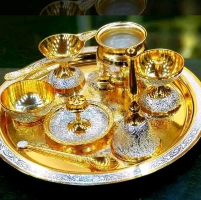 German Silver Plated Pooja Thali Set with free gift