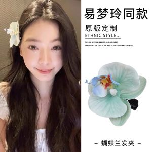 กิ๊บติดผมดอกไม้ปีกผีเสื้อสีม่วงสำหรับผู้หญิง กิ๊บติดผมสไตล์วันหยุดชายหาด ตกแต่งผมแบบเรียบง่าย สไตล์หวาน ราคา 30-39.99 หยวน