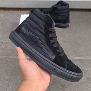 OBRAL SEPATU SNEAKERS VANESSS OLD SCHOOL SK8 HIGH BOOTS FULL BLACK 36-43 SNEAKERS PRIA HITAM POLOS KERJA SEKOLAH