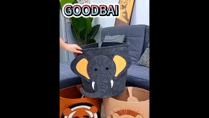 JS SHOP 1Pcs Cartoon animal felt storage bucket childrens toy storage basket clothes 34 * 37 cm