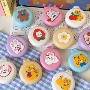 Sisir Cermin Bulat Lipat Make Up Mini Model Karakter Lucu 2in1