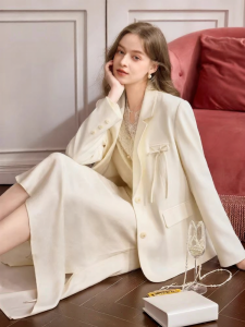 XIANGYING | Women White Suit Jacket Casual and Business Regular Fit
