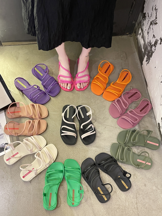 Ipanema%20Flat%20Bottom%20Sandals%20Women's%20Beach%20Shoes%20Cross%20Strap%20Casual%20Slip-On%20Shoes%20Rubber%20Sole%20Youth%20And%20Middle-Aged%20Suitable%20-%20Image%204