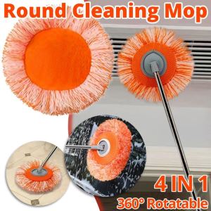 360° Round Cleaning Mop Rotatable Adjustable Wet Dry Dual Use Ceiling Dust Removal Glass Window Floors Car Cleaning Mop