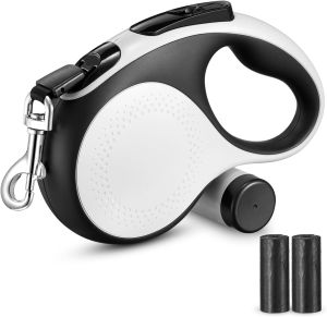 สายจูงสัตว์เลี้ยงแบบยืดหดได้ ทนทานและปลอดภัย ปรับความยาวได้สำหรับแมวและสุนัข มาพร้อมกับที่จ่ายถุงขยะที่ถอดออกได้ เป็นมิตรต่อสิ่งแวดล้อมและถูกสุขอนามัย