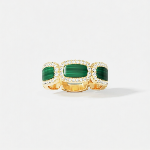 Elegant Stackable Malachite Gold Ring