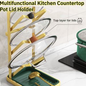 Multifunctional Kitchen Countertop Pot Lid Holder Kitchen Utensil Knife Chopping Board Holder